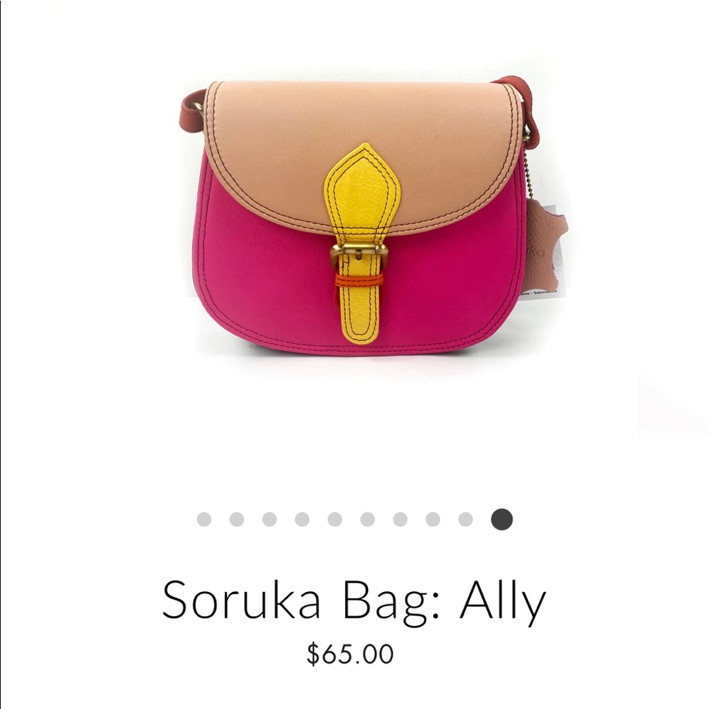 Soruka Recycled Leather Bag in Purple and Magenta